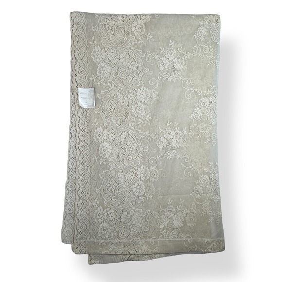 Scalamandre‎ Victorian Lace Curtain Panel Ecru 50x78 Floral Vintage Fabric - Picture 1 of 11